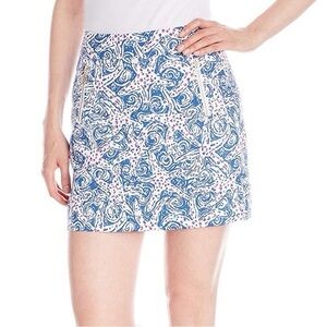 Lilly Pulitzer Blue Pink Nautical Print Zip Pocket Mini Skirt